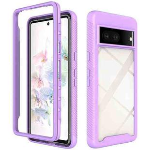 For Google Pixel 7 Starry Sky Solid Color Shockproof TPU Clear PC Phone Case(Purple)