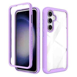 For Samsung Galaxy S24 FE 5G Starry Sky Solid Color Shockproof TPU Clear PC Phone Case(Purple)
