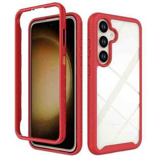 For Samsung Galaxy S24+ 5G Starry Sky Solid Color Shockproof TPU Clear PC Phone Case(Red)