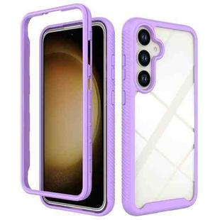 For Samsung Galaxy S24+ 5G Starry Sky Solid Color Shockproof TPU Clear PC Phone Case(Purple)