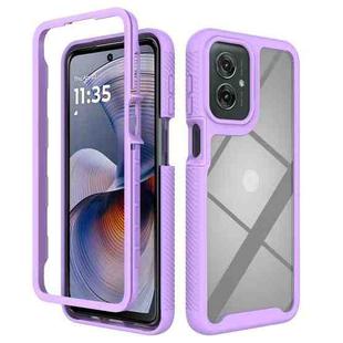 For Motorola Moto G55 Starry Sky Solid Color Shockproof TPU Clear PC Phone Case(Purple)