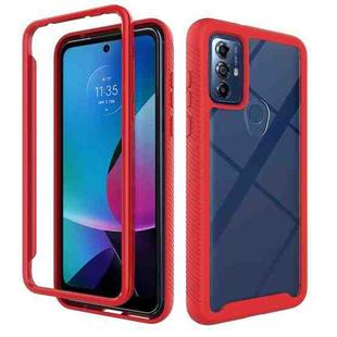 For Motorola Moto G Play 2023 Starry Sky Solid Color Shockproof TPU Clear PC Phone Case(Red)