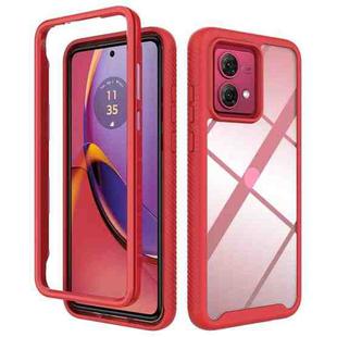 For Motorola Moto G84 Starry Sky Solid Color Shockproof TPU Clear PC Phone Case(Red)