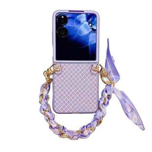 For Xiaomi Mix Flip Sparkling Diamond Rhombus PC Phone Case with Silk Scarf Bracelet(Purple)