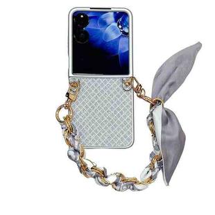 For Xiaomi Mix Flip Sparkling Diamond Rhombus PC Phone Case with Silk Scarf Bracelet(Silver)