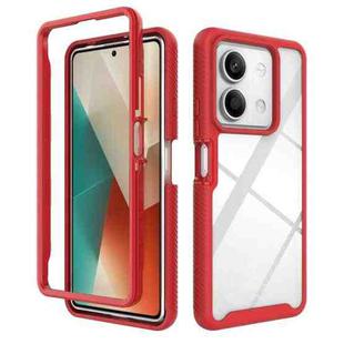 For Redmi Note 13 5G Starry Sky Solid Color Shockproof TPU Clear PC Phone Case(Red)