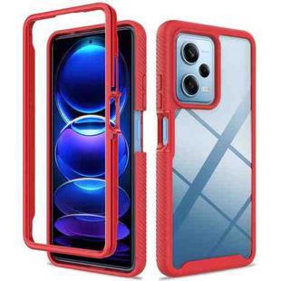 For Redmi Note 12 Pro 5G Starry Sky Solid Color Shockproof TPU Clear PC Phone Case(Red)