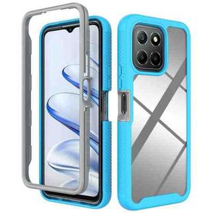 For Honor X8 5G / X6 4G / 70 Lite Starry Sky Solid Color Shockproof TPU Clear PC Phone Case(Sky Blue)