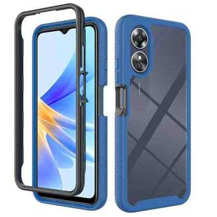 For OPPO A17 4G Starry Sky Solid Color Shockproof TPU Clear PC Phone Case(Dark Blue)