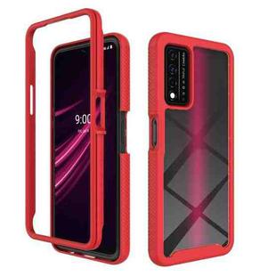 For T-Mobile REVVL V+ 5G Starry Sky Solid Color Shockproof TPU Clear PC Phone Case(Red)