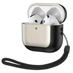 For AirPods 4 ANC Electroplating Leather Texture Wireless Earbuds Box Protective Case(Gold)