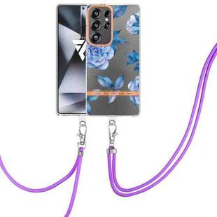 For Samsung Galaxy S25 Ultra 5G Flowers and Plants Series IMD TPU Phone Case with Lanyard(Orchid Peony)