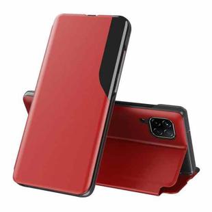 For Huawei P40 Lite / Nova 6 SE / Nova 7i Side Display Magnetic Shockproof Horizontal Flip Leather Case with Holder(Red)
