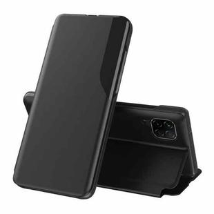 For Huawei P40 Lite / Nova 6 SE / Nova 7i Side Display Magnetic Shockproof Horizontal Flip Leather Case with Holder(Black)