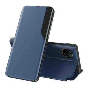 For Huawei P40 Lite / Nova 6 SE / Nova 7i Side Display Magnetic Shockproof Horizontal Flip Leather Case with Holder(Dark Blue)