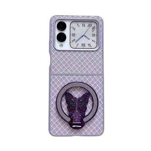 For Huawei nova Flip Sparkling Diamond Rhombus PC Phone Case with Holder(Purple)