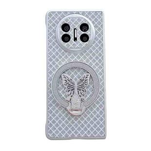 For Huawei Mate X3 / X5 Sparkling Diamond Rhombus PC Phone Case with Holder(Silver)