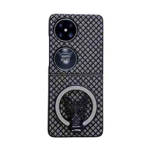 For Huawei P50 Pocket Sparkling Diamond Rhombus PC Phone Case with Holder(Black)