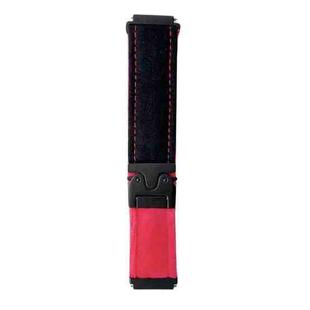 20mm Snap Button Brushed Plush Watch Band(Black Red)