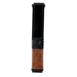 20mm Snap Button Brushed Plush Watch Band(Black Dark Brown)