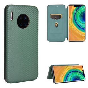 For Huawei Mate 30 Pro Carbon Fiber Texture Horizontal Flip TPU + PC + PU Leather Case with Card Slot(Green)