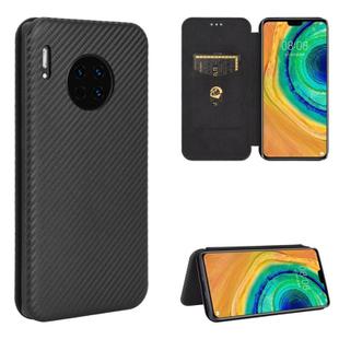 For Huawei Mate 30 Carbon Fiber Texture Horizontal Flip TPU + PC + PU Leather Case with Card Slot(Black)