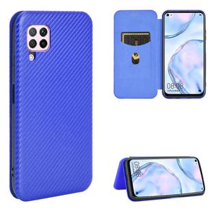For Huawei nova 6 SE / nova 7i Carbon Fiber Texture Horizontal Flip TPU + PC + PU Leather Case with Card Slot(Blue)