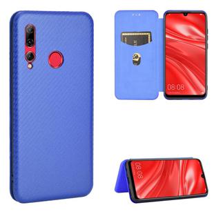 For Huawei Honor 10i / 20i Carbon Fiber Texture Horizontal Flip TPU + PC + PU Leather Case with Card Slot(Blue)