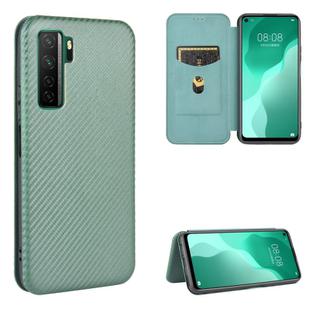 For Huawei nova 7 SE / P40 Lite 5G Carbon Fiber Texture Horizontal Flip TPU + PC + PU Leather Case with Card Slot(Green)