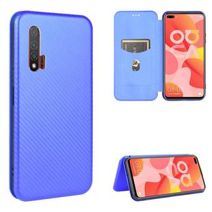 For Huawei nova 6 4G Carbon Fiber Texture Horizontal Flip TPU + PC + PU Leather Case with Card Slot(Blue)