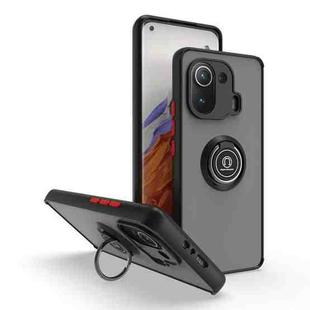 For Xiaomi 11 Pro Q Shadow 1 Series TPU + PC Phone Case with Ring(Black+Black)