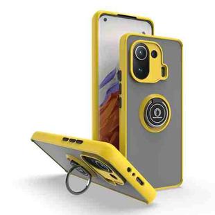 For Xiaomi 11 Pro Q Shadow 1 Series TPU + PC Phone Case with Ring(Yellow)