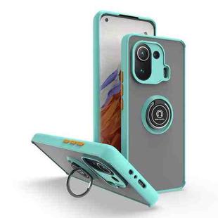 For Xiaomi 11 Pro Q Shadow 1 Series TPU + PC Phone Case with Ring(Sky Blue)
