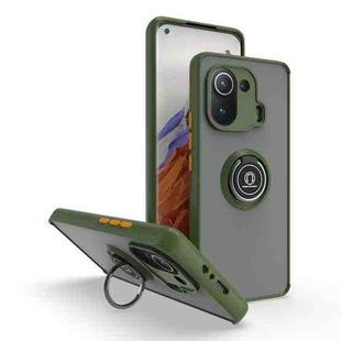 For Xiaomi 11 Pro Q Shadow 1 Series TPU + PC Phone Case with Ring(Army Green)