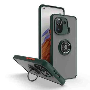 For Xiaomi 11 Pro Q Shadow 1 Series TPU + PC Phone Case with Ring(Dark Green)