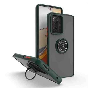 For Xiaomi 11T Q Shadow 1 Series TPU + PC Phone Case with Ring(Dark Green)
