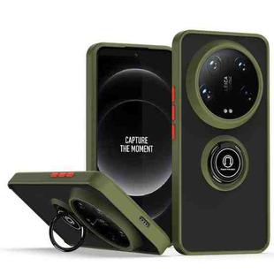 For Xiaomi 14 Ultra Q Shadow 1 Series TPU + PC Phone Case with Ring(Army Green)