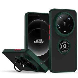 For Xiaomi 14 Ultra Q Shadow 1 Series TPU + PC Phone Case with Ring(Dark Green)
