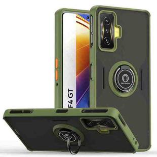 For Xiaomi Poco F4 GT   Q Shadow 1 Series TPU + PC Phone Case with Ring(Army Green)