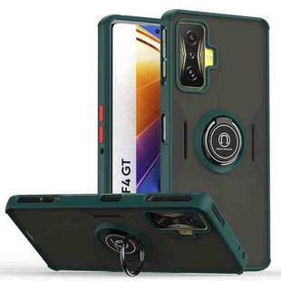 For Xiaomi Poco F4 GT   Q Shadow 1 Series TPU + PC Phone Case with Ring(Dark Green)