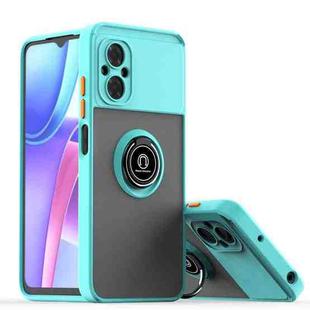For Xiaomi Poco M4 5G Q Shadow 1 Series TPU + PC Phone Case with Ring(Sky Blue)