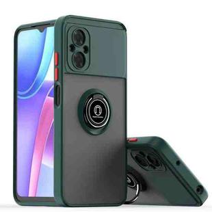 For Xiaomi Poco M4 5G Q Shadow 1 Series TPU + PC Phone Case with Ring(Dark Green)