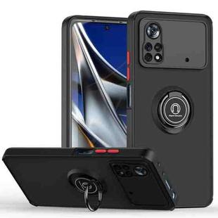 For Xiaomi Poco X4 Pro 5G Q Shadow 1 Series TPU + PC Phone Case with Ring(Black+Red)