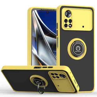 For Xiaomi Poco X4 Pro 5G Q Shadow 1 Series TPU + PC Phone Case with Ring(Yellow)