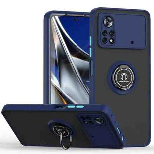 For Xiaomi Poco X4 Pro 5G Q Shadow 1 Series TPU + PC Phone Case with Ring(Royal Blue)