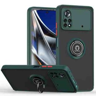 For Xiaomi Poco X4 Pro 5G Q Shadow 1 Series TPU + PC Phone Case with Ring(Dark Green)