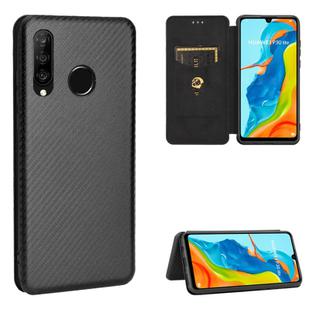 For Huawei P30 Lite / nova 4e Carbon Fiber Texture Horizontal Flip TPU + PC + PU Leather Case with Card Slot(Black)