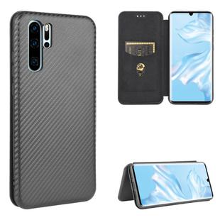 For Huawei P30 Pro Carbon Fiber Texture Horizontal Flip TPU + PC + PU Leather Case with Card Slot(Black)