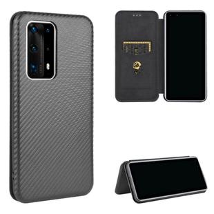 For Huawei P40 Pro+ Carbon Fiber Texture Horizontal Flip TPU + PC + PU Leather Case with Card Slot(Black)