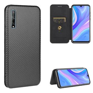 For Huawei Y8p / Enjoy 10S Carbon Fiber Texture Horizontal Flip TPU + PC + PU Leather Case with Card Slot(Black)